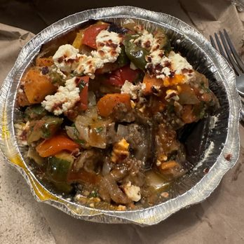 Lefteris Taverna - Eggplant & veggies - red sauce - Greek Near Me - Hartsdale, New York Lefteris Taverna - Eggplant & veggies - red sauce - Greek Near Me - Hartsdale, New York