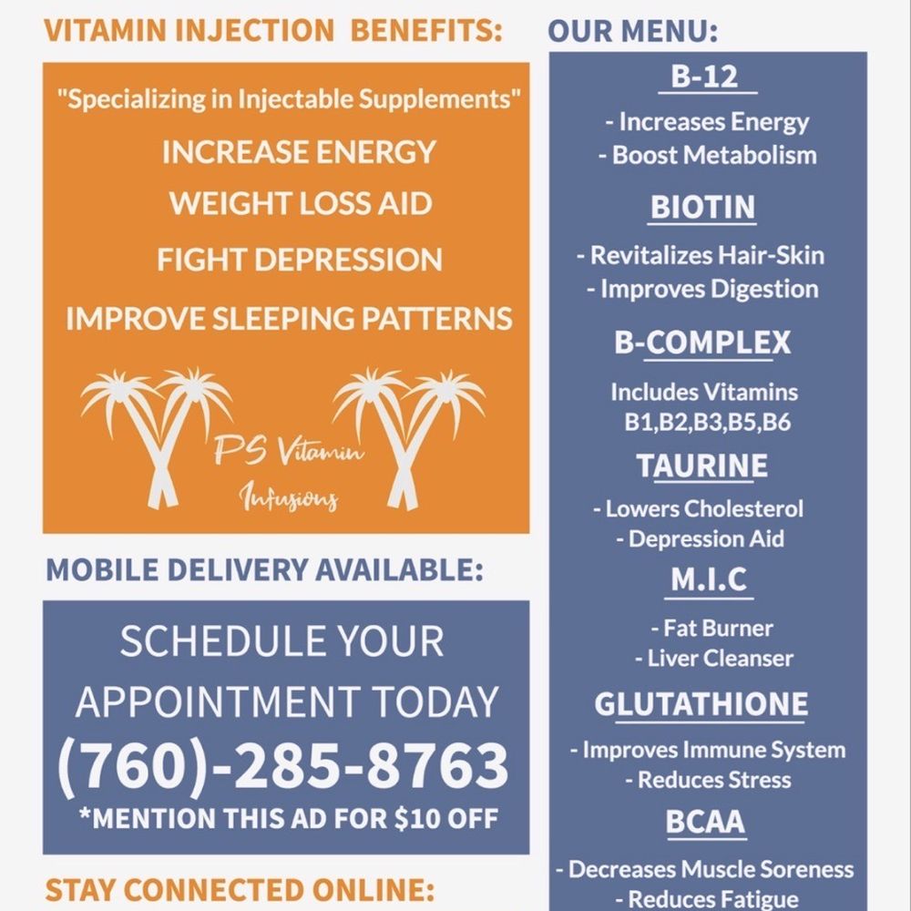 PS Vitamin Infusions - Vitamins & Supplements Near Me - Palm Springs, California PS Vitamin Infusions - Vitamins & Supplements Near Me - Palm Springs, California