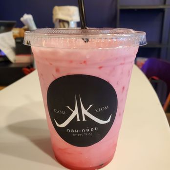 Klom Klom Thai - Small Thai Pink Drink - reminds me of strawberry milk but not quite strawberry. Made with half and half. - Thai Near Me - Savannah, Georgia