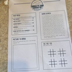 Tuggles Gap Motel & Restaurant - Kids menu