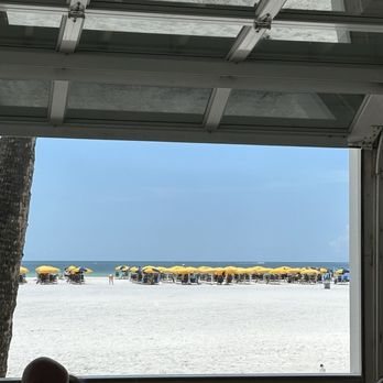 Crabby's Beachside Pavilion - View of the beach from the bar - Seafood Near Me - Clearwater Beach, Florida Crabby's Beachside Pavilion - View of the beach from the bar - Seafood Near Me - Clearwater Beach, Florida