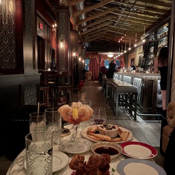 Devil's Toboggan - Shrimp Cocktail, Bison Dumplings, and Artichoke & Chèvre Dip - Cocktail Bars Near Me - Bozeman, Montana