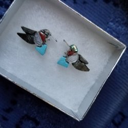 Blue Stone - Hummingbird earrings that I got for my yogini mom. Aren't these artistic and unique? Great find!
