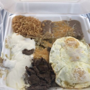 Marlen's Taco Shop - Chilaquiles Verdes with Carne Asada and 2 eggs. - Mexican Near Me - Spring Valley, California Marlen's Taco Shop - Chilaquiles Verdes with Carne Asada and 2 eggs. - Mexican Near Me - Spring Valley, California
