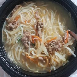 Thai Express - Thai soup with beef...it's supposed to have a bunch of vegetables too. My son loves green onions and found ONE