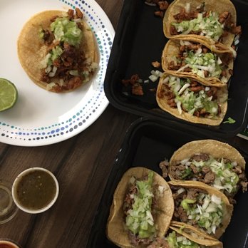 Los Primos Mexican Food - Delivery. Street tacos: adobada (excellent), carnitas (excellent), steak (okay) - Mexican Near Me - Solana Beach, California