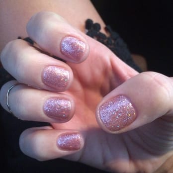 Nail Spa - Pink sparkle gel mani by Julie - Nail Salons Near Me - Agoura Hills, California