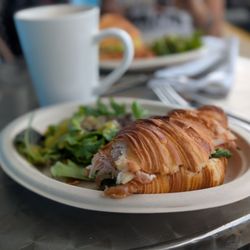 Turkey brie croissant with a little bit of apple slice for zing!