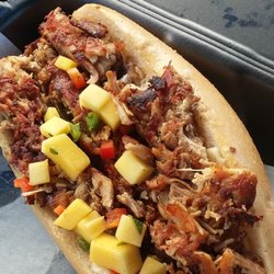 The Ugly Plate - Jerk Chicken Cheesesteak with Mango/hot pepper slaw