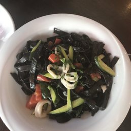Seafood ink pasta