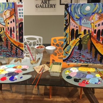 Inspired Art Wine - Getting our creative juices on! - Art Classes Near Me - Costa Mesa, California