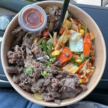 Gold Chicken - Bibimbap (with the fried egg removed so you can see all the veggies - Japanese Near Me - Everett, Washington Gold Chicken - Bibimbap (with the fried egg removed so you can see all the veggies - Japanese Near Me - Everett, Washington