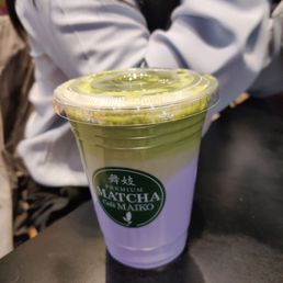 Matcha lavender dessert drink