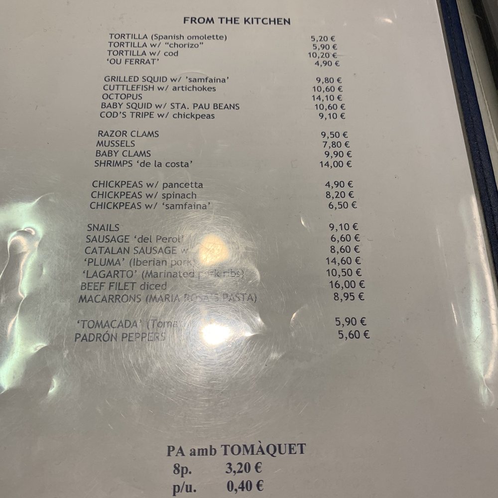 El Xampanyet - Menu - Tapas Bars Near Me - Barcelona, B El Xampanyet - Menu - Tapas Bars Near Me - Barcelona, B