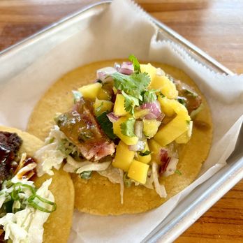 Avo Taco - Long Liner (ahi tuna, slaw, mango salsa, ginger soy vinaigrette, omitted cilantro) - Cocktail Bars Near Me - New Hyde Park, New York Avo Taco - Long Liner (ahi tuna, slaw, mango salsa, ginger soy vinaigrette, omitted cilantro) - Cocktail Bars Near Me - New Hyde Park, New York