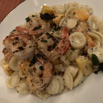 The Sawyer - Sage and butternut orrechiette with substitute of shrimp instead of pancetta. - New American Near Me - Truckee, California The Sawyer - Sage and butternut orrechiette with substitute of shrimp instead of pancetta. - New American Near Me - Truckee, California