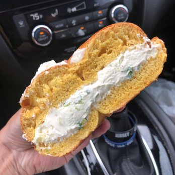 Bagel Factory Cafe - Egg bagel toasted with scallion cream cheese. - Bagels Near Me - Matawan, New Jersey