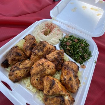 Siraj’s Shawarma - Chicken Kabob Plate w/ rice pilaf, tabbouleh salad, and hummus. - Mediterranean Near Me - Whittier, California Siraj’s Shawarma - Chicken Kabob Plate w/ rice pilaf, tabbouleh salad, and hummus. - Mediterranean Near Me - Whittier, California