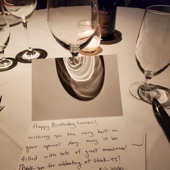 Steak 44 - BIRTHDAY CARD!!!! From the MANAGER OF THE RESTAURANT!!! - Steakhouses Near Me - Phoenix, Arizona