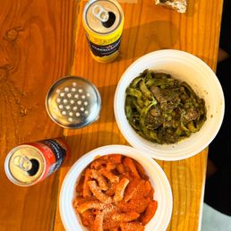 two bowls of food on a table two bowls of food on a table
