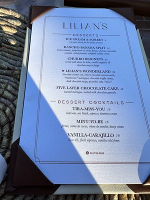 Menu photo 4 Lilian's Rancho Santa Fe, CA