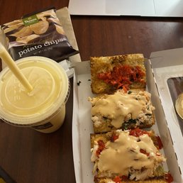 Mango Smoothie and chicken chipotle sandwich. Mango Smoothie and chicken chipotle sandwich.