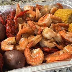 The Crawfish Cartel - 2lb Shrimp dinner $37 1lb crawfish $11 Corn and potatoes
