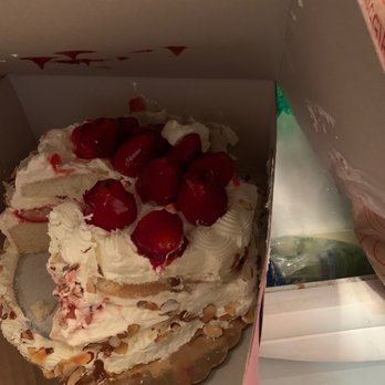 French's Pastry Bakery - The cake slid off.. we had to try and fix it ourselves... this is after we fixed it.. it was a disaster - Desserts Near Me - Orange, California