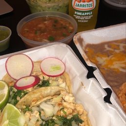 Tacos, rice & beans, salsa, guac, jarritos! Tacos, rice & beans, salsa, guac, jarritos!