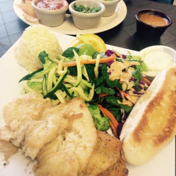 Tacos Kissi - Grilled tilapia entree with chips & salsa in background! Yummy! - Tacos Near Me - Laredo, Texas