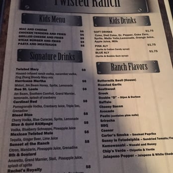 Twisted Ranch - Menu - Bars Near Me - St. Louis, Missouri Twisted Ranch - Menu - Bars Near Me - St. Louis, Missouri