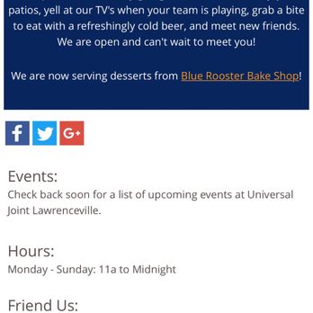 Universal Joint - The dessert thing is not true. I experienced this disappointment first hand today - New American Near Me - Lawrenceville, Georgia