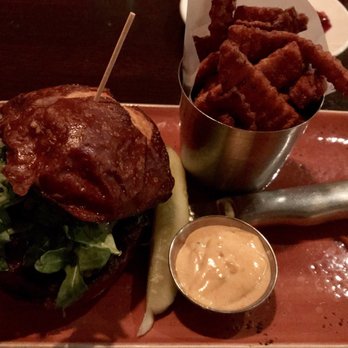 Red Cow 50th & France - Manhattan 2.0 burger, sweet potato fries - Burgers Near Me - Minneapolis, Minnesota