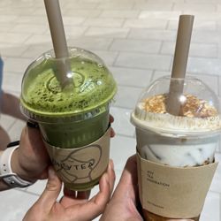 Triple green tea and brown sugar bubble tea