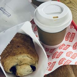Pain au chocolat and latte