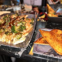Trap City Cafe - Dirty Alfredo with lamb chops with bread