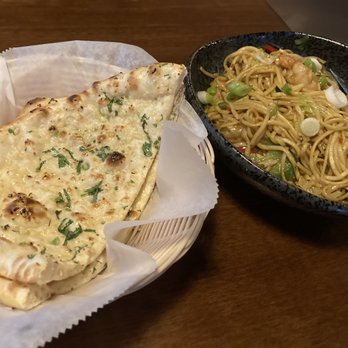 Indochen - Garlic Naan and Shrimp Chow Mein - Chinese Near Me - Alexandria, Virginia Indochen - Garlic Naan and Shrimp Chow Mein - Chinese Near Me - Alexandria, Virginia