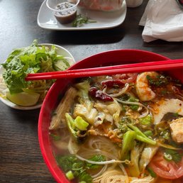 Tofu spring roll & vegetables noodles soups. Tofu spring roll & vegetables noodles soups.