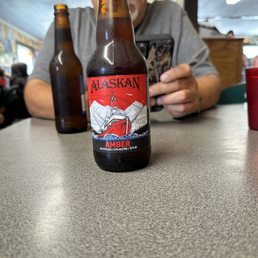Table to the side and an Alaskan Amber