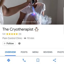 The Cryotherapist - 5 star ratings only come from 5 star clients. We love our clients and love when we can so dramatically reduce their pain.