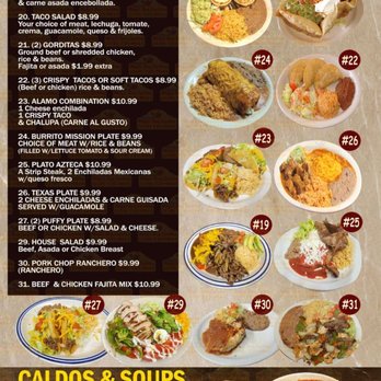 4 Missions Cafe - the menu of the restaurant - Mexican Near Me - San Antonio, Texas