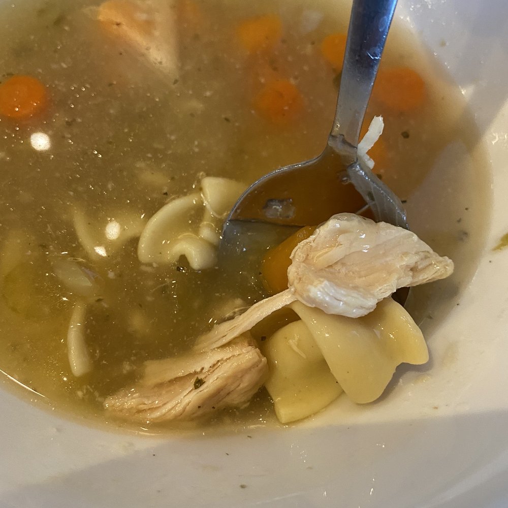 Panera Bread - This is a cup size serving in a bowl with 2 pcs of chicken in chicken noodle soup. Very sad service & Jackson Ave location. - Sandwiches Near Me - Ann Arbor, Michigan Panera Bread - This is a cup size serving in a bowl with 2 pcs of chicken in chicken noodle soup. Very sad service & Jackson Ave location. - Sandwiches Near Me - Ann Arbor, Michigan