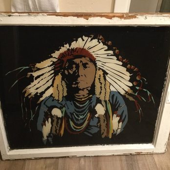 Big Bronco Cave Creek - Found this glass painting gem and a saddle from the 1930's. - Furniture Stores Near Me - Cave Creek, Arizona