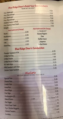 Menu photo 2 Blue Ridge Diner Boone, NC Menu photo 2 Blue Ridge Diner Boone, NC