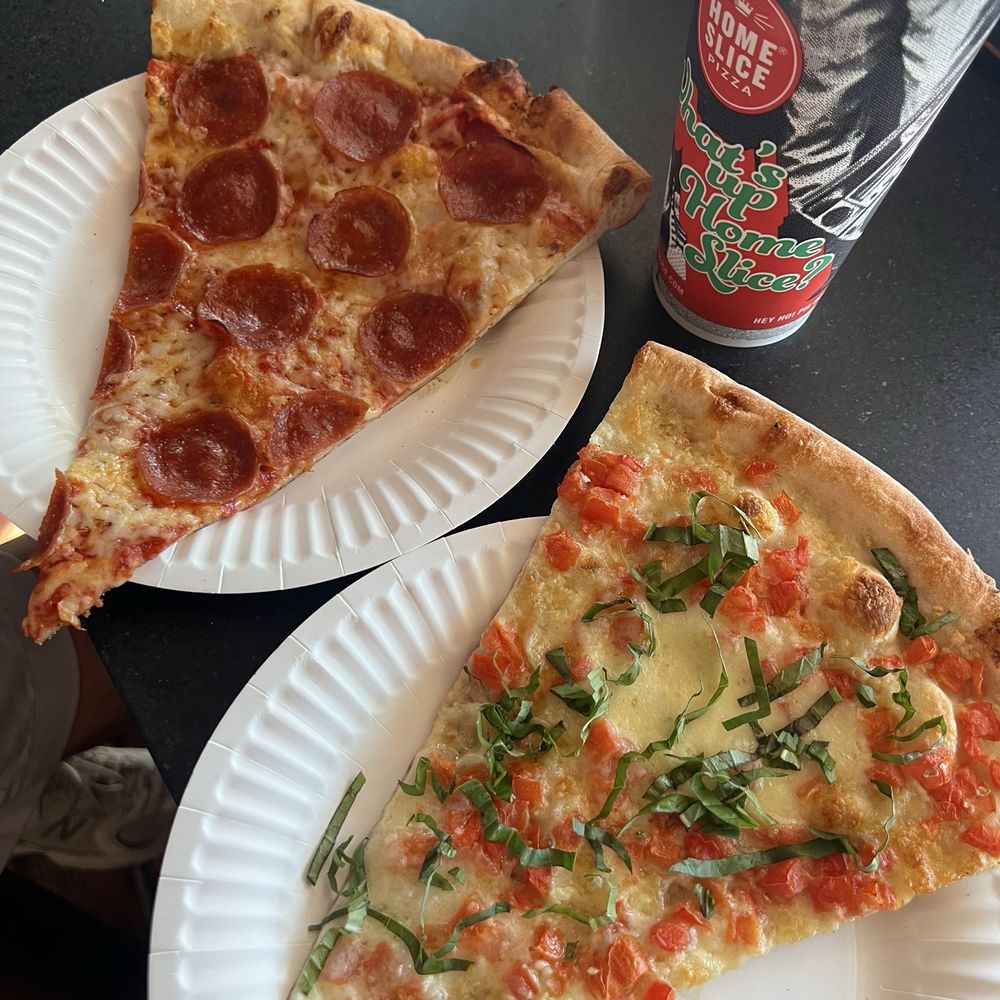 Home Slice Pizza - Pepperoni slice & Margherita slice - Pizza Near Me - Austin, Texas