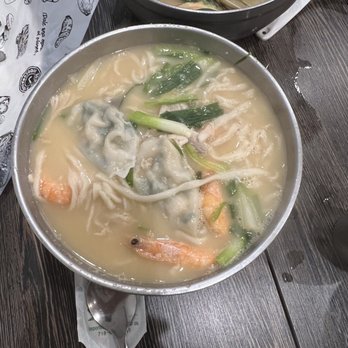 Arirang Restaurant - Long noodles with shrimp and shrimp dumplings - Korean Near Me - Flushing, New York
