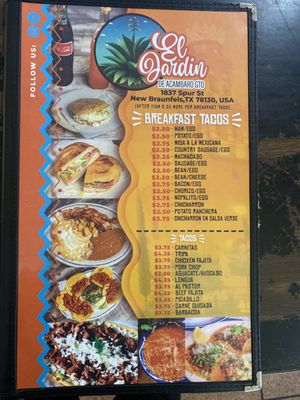 Menu photo 8 El Jardin New Braunfels, TX
