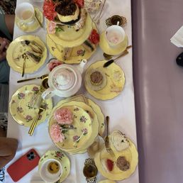 Aerial view of our table set up. The tea set is adorable! Aerial view of our table set up. The tea set is adorable!