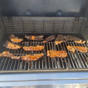 Luis Meat Market - L: Marinated Beef Short ribs  R: Marinated Carne Asada - Grocery Near Me - Bellflower, California
