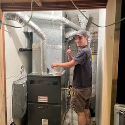 Jeremy at work on my furnace Jeremy at work on my furnace